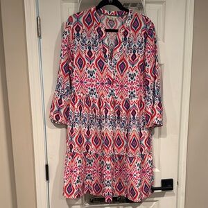 Boden Red, Pink & Blue Geometric Dress